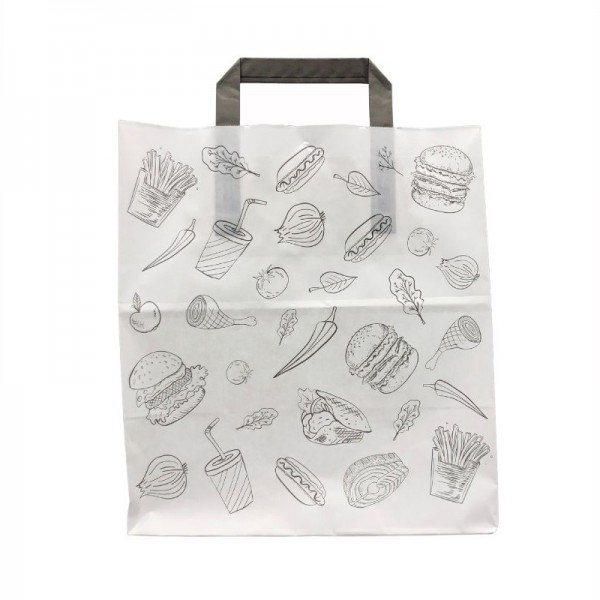 Punga hartie meniu, design urban, 26x16x29cm (50buc) Pungi transport 39,51 lei