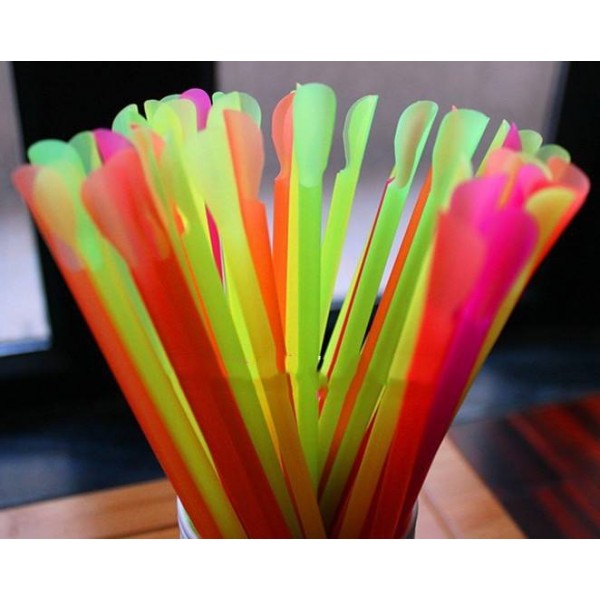 Paie jumbo colorate drepte cu lingurita (500buc)