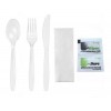 Set tris transparent, lingura + furculita + cutit + servetel + sare + piper (100buc) Ambalate individual 53,31 RON