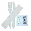 Set bis alb, furculita + cutit + servetel + sare + piper (1000buc) Ambalate individual 272,89 RON