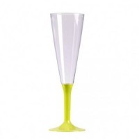 Pahare sampanie cu picior galben 150ml (100buc)