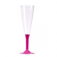 Pahare sampanie cu picior roz 150ml (100buc)